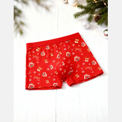 MĘSKIE bokserki w SWIĄTECZNY WZÓR bawełna PREZENT czerwone MORAJ